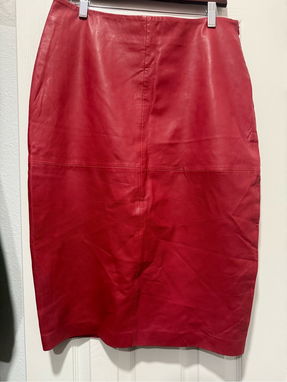 Bod & Christensen 100% Red Leather Pencil Skirt - Size 12